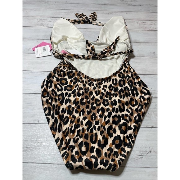 Kate Spade Women's Leopard Heart Buckle Halter One Piece Swimsuit animal print - Picture 11 of 13